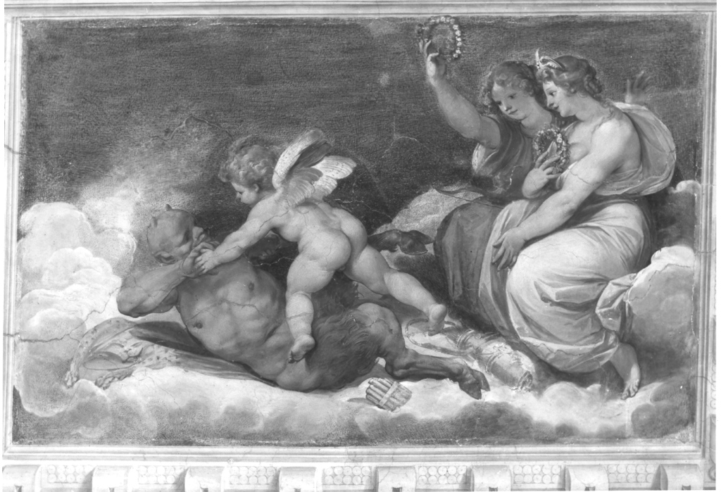 Lotta di Amore e Pan (decorazione pittorica) di Cesari Giuseppe detto Cavalier d'Arpino (sec. XVI)
