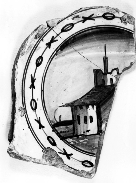 piatto, frammento - manifattura romana (metà sec. XVI)