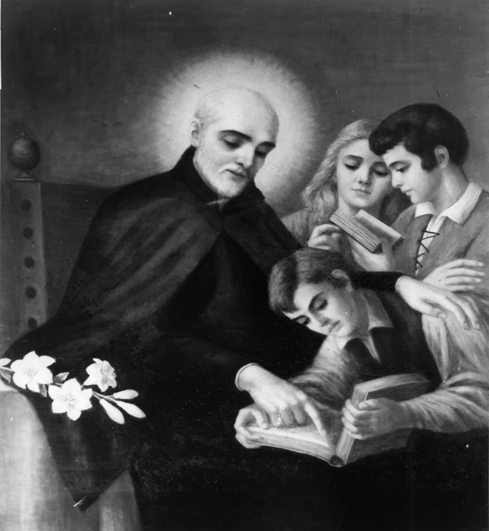 San Giuseppe Calasanzio insegna ai suoi discepoli (dipinto) - scuola romana (inizio sec. XX)