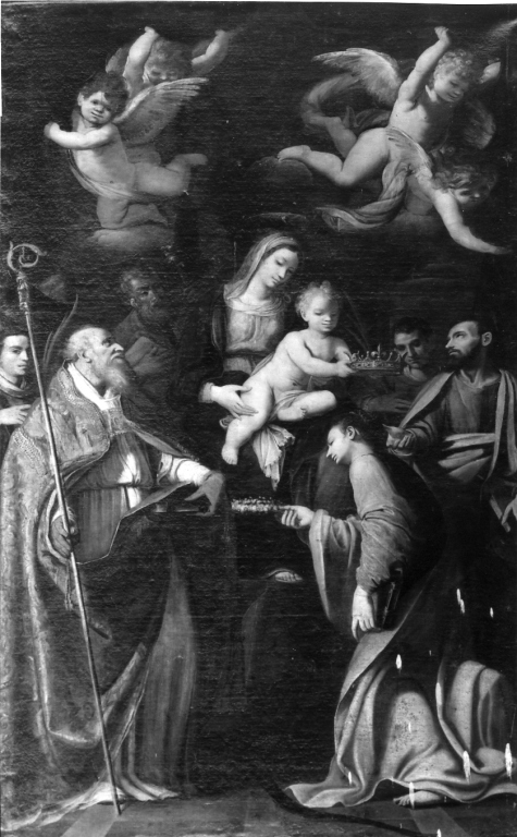 Madonna con bambino e i martiri palermitani (dipinto) di Parrocel Stefano detto Romano (sec. XVIII)