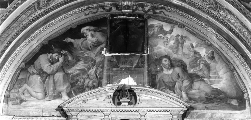 Mosé e il roveto ardente; Sogno di Giacobbe (dipinto) di Mariani Cesare (sec. XIX)