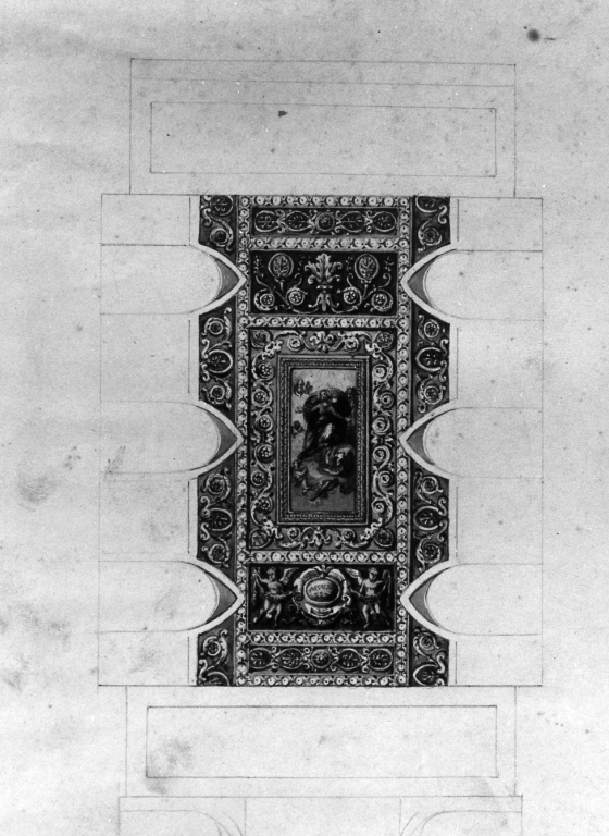 Volta della chiesa S. Maria in Monticelli con l'Assunzione della Madonna (disegno) - ambito romano (sec. XIX)
