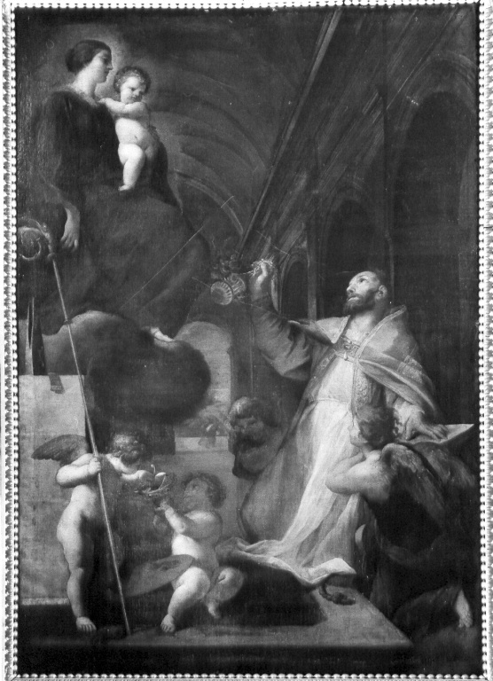 apparizione della Madonna col Bambino a san Bonaventura (dipinto) di Sacchi Andrea (sec. XVII)
