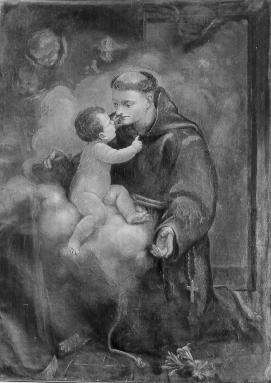 sant'Antonio da Padova e Gesù Bambino (dipinto) - ambito romano (seconda metà sec. XIX)