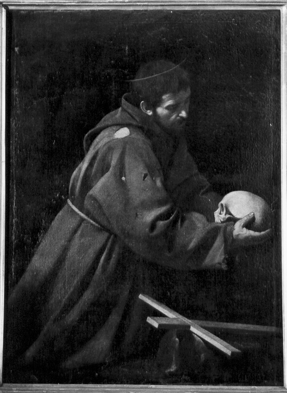 san Francesco d'Assisi in meditazione (dipinto) di Merisi Michelangelo detto Caravaggio (sec. XVII)
