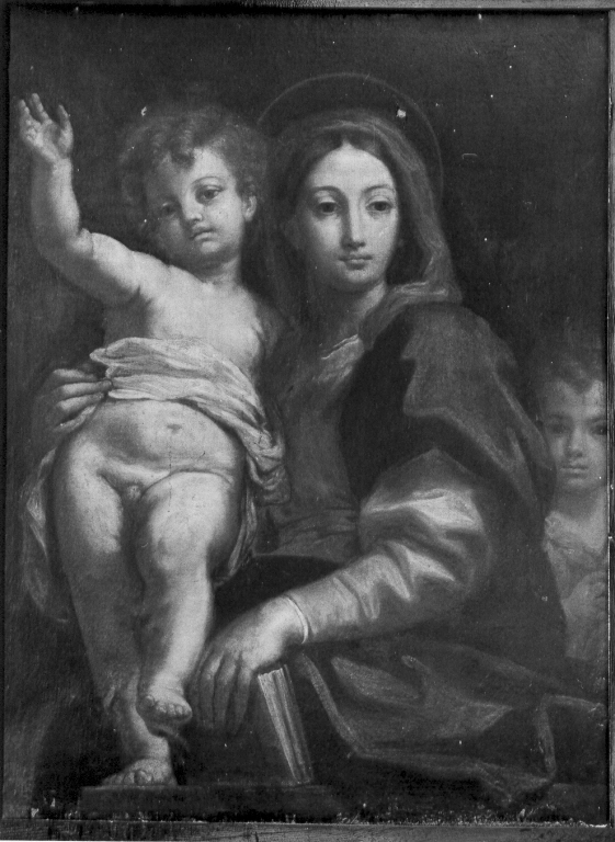 Madonna con Bambino e san Giovannino (dipinto) di Sacchi Andrea (cerchia) (prima metà sec. XVII)