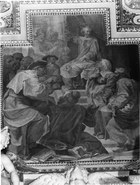 disputa di Gesù con i dottori nel tempio (dipinto, elemento d'insieme) di Cati Pasquale (attribuito) (sec. XVI)