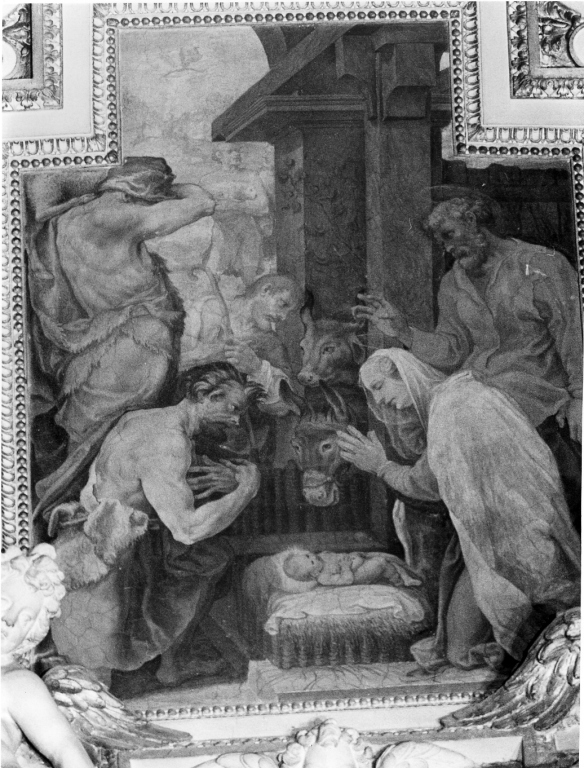 natività di Gesù (dipinto, elemento d'insieme) di Cati Pasquale (attribuito) (sec. XVI)