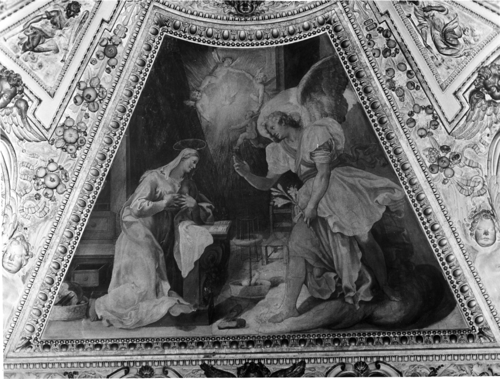 Annunciazione (dipinto, elemento d'insieme) di Cati Pasquale (attribuito) (sec. XVI)