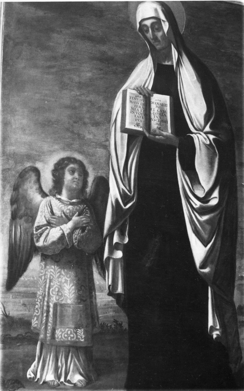 Santa Francesca Romana ha la visione del suo angelo custode (dipinto) - ambito italiano (sec. XIX)