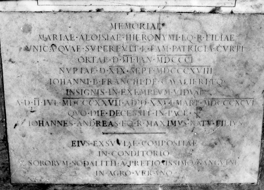 lapide tombale - ambito romano (sec. XIX)