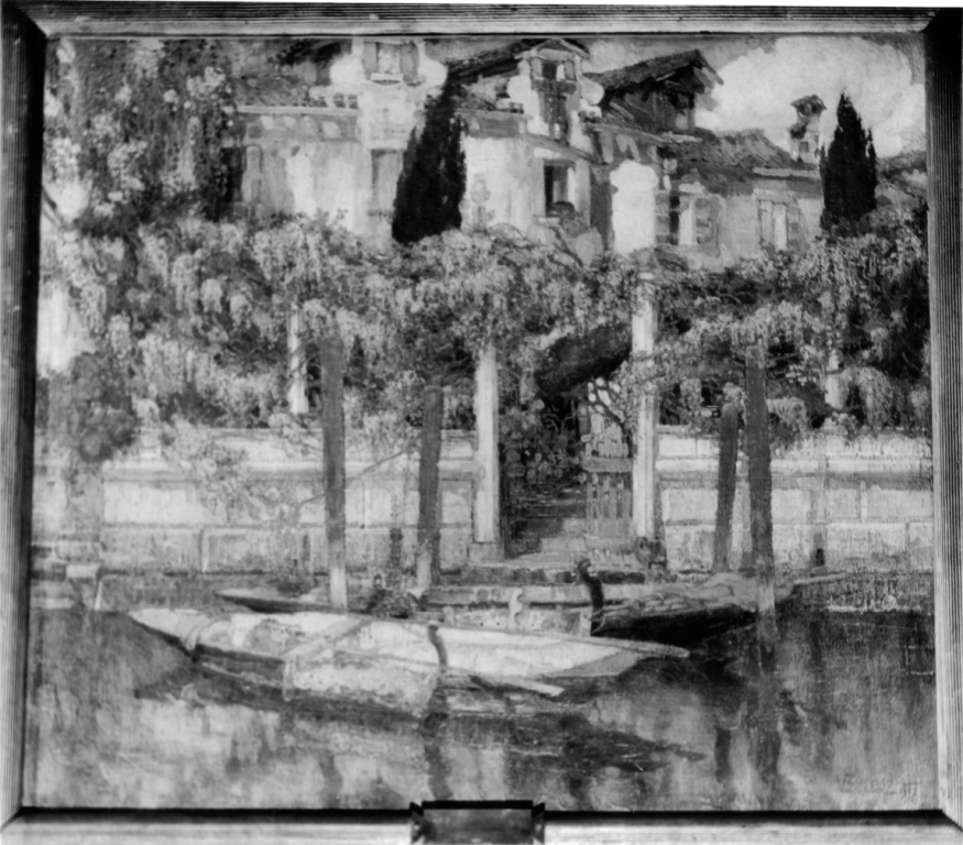 Veduta di Venezia, paesaggio lagunare (dipinto) di Zanetti Zilla Vittore (sec. XX)