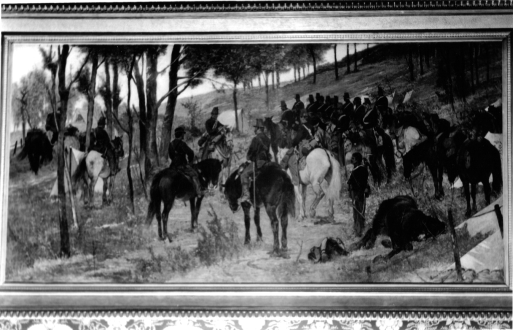 Cavalleggeri in campagna, scena di battaglia (dipinto) di Fattori Giovanni (sec. XIX)