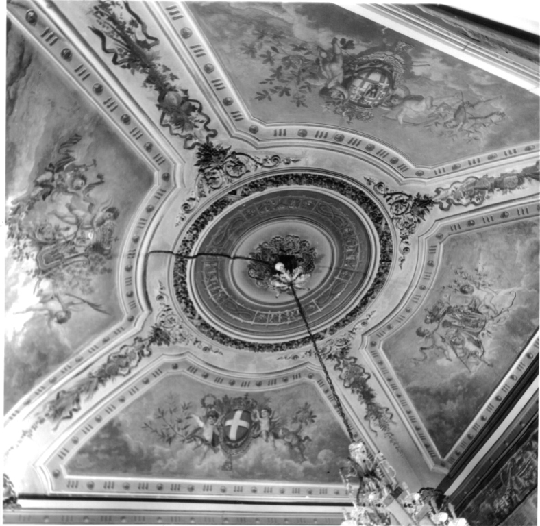 motivo decorativo con stemmi (soffitto dipinto) di Brugnoli Annibale (cerchia), Barilli Cecrope (cerchia), Bruschi Domenico (cerchia) (sec. XIX)