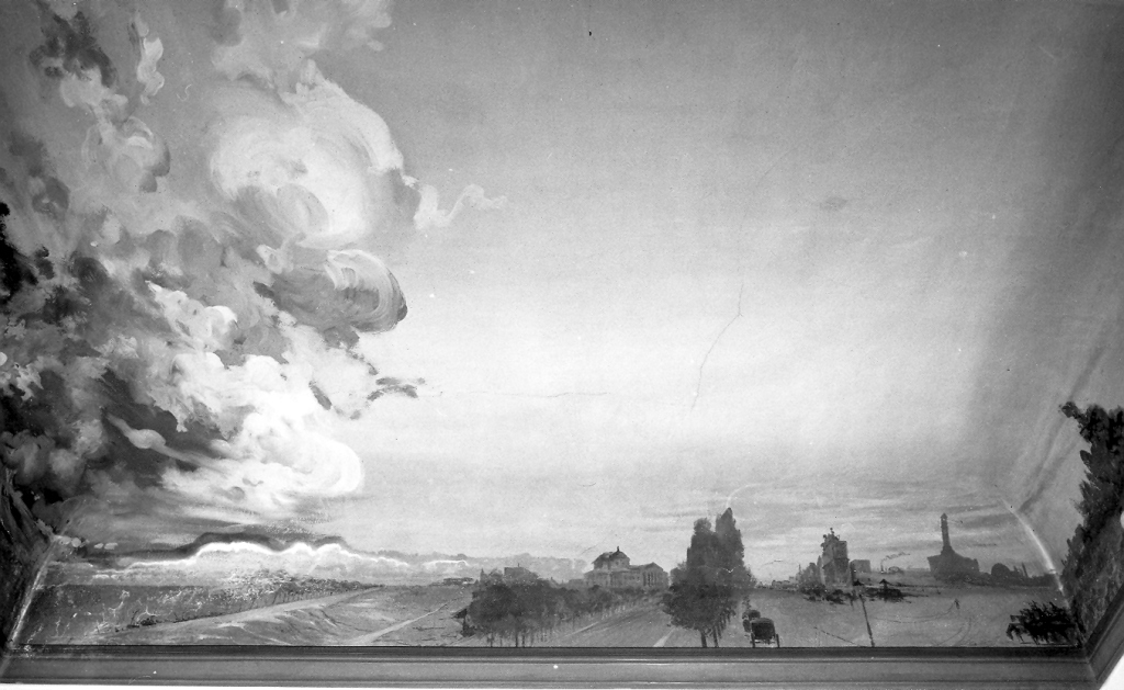 paesaggio con viali alberati (dipinto) - ambito Italia meridionale (sec. XX)