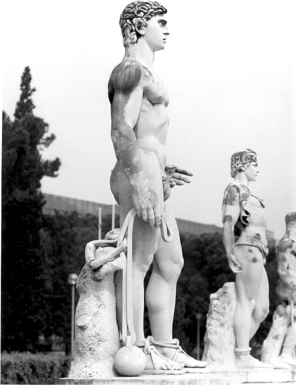 lanciatore di palla (scultura) di Bellini Aroldo (sec. XX)