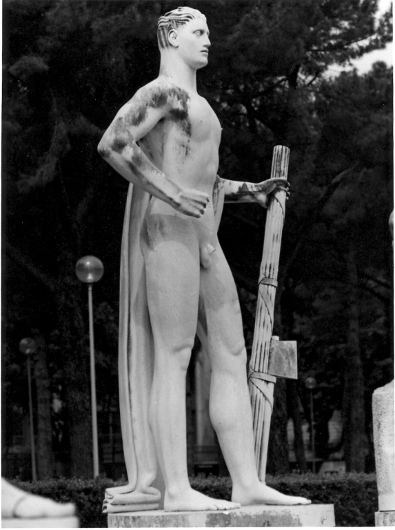 atleta con fascio littorio (scultura) di Bellini Aroldo (sec. XX)