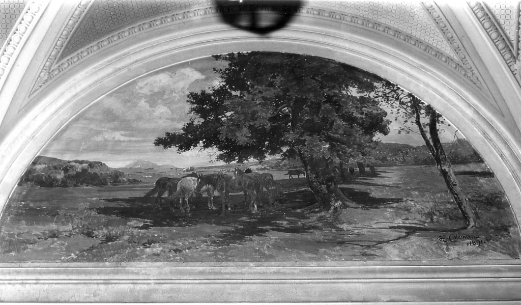 paesaggio con animali (dipinto) di Coleman Enrico (sec. XIX)