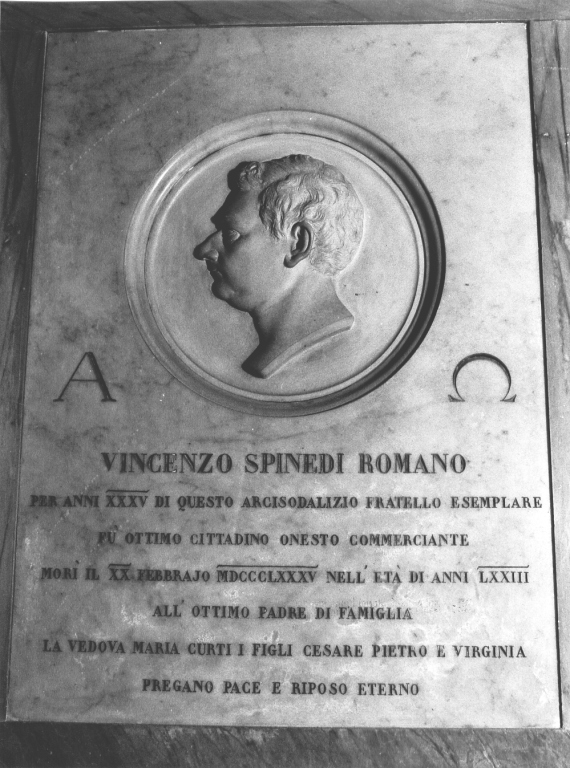 ritratto d'uomo di profilo (lapide tombale) - ambito romano (sec. XIX)