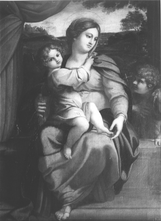 Madonna con Bambino e San Giovannino (dipinto) - ambito romano (sec. XVII)