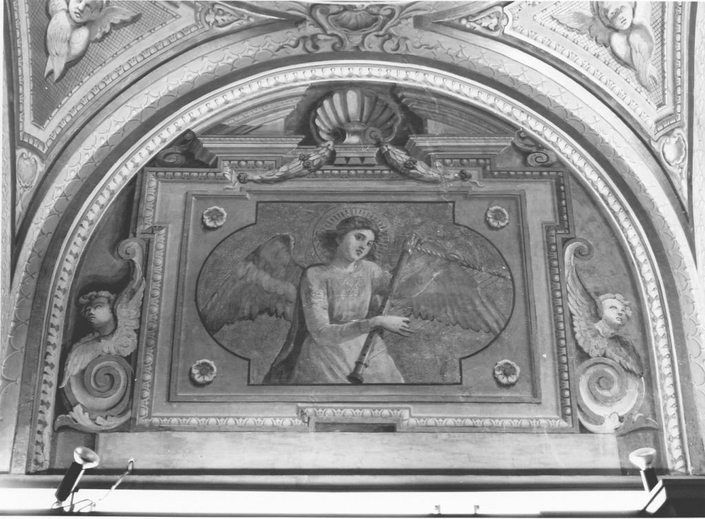 angelo musicante con cetra (dipinto, ciclo) di Cisterna Eugenio (attribuito) (fine sec. XIX)