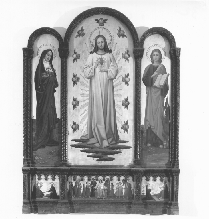 Sacro Cuore di Gesù (trittico) di Bartolini Giuseppe (sec. XX)