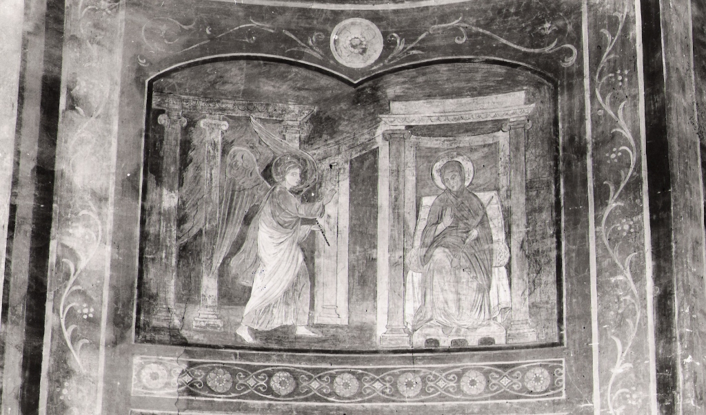 Annunciazione (dipinto, complesso decorativo) di Caroselli Cesare, Palombi Alessandro (sec. XIX)