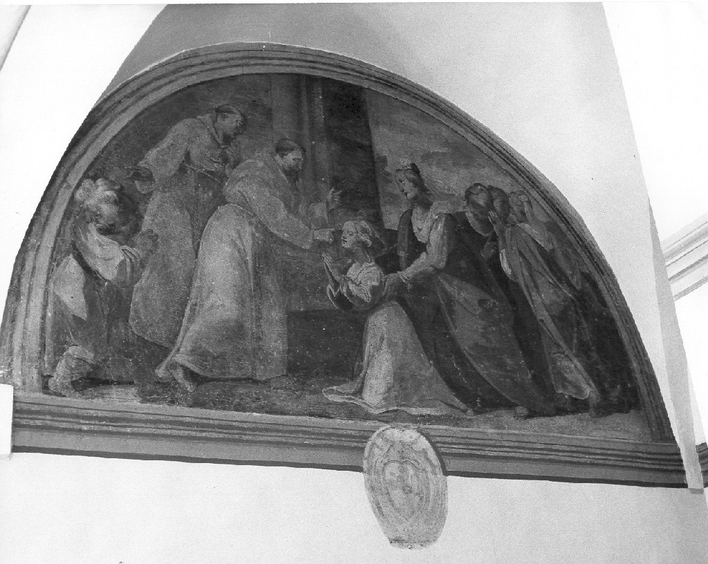 San Francesco restituisce la vista ad una donna (dipinto) di Lombardelli Giovanni Battista detto Montano (sec. XVI)