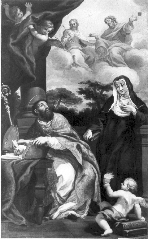 Sant'Agostino, Santa Monaca e la Trinità (dipinto) di Locatelli Pietro (sec. XVII)