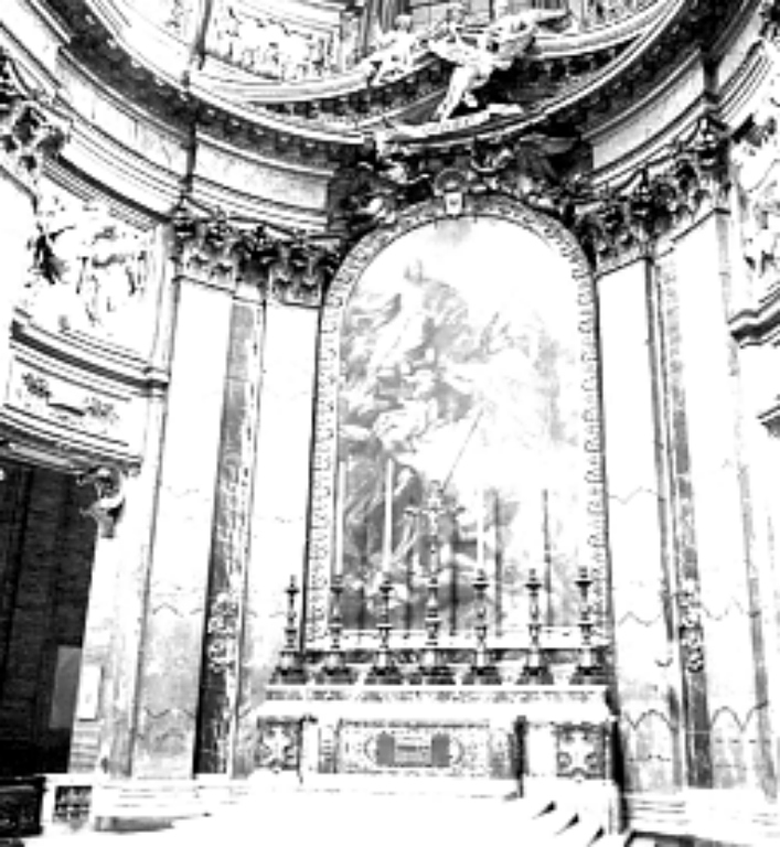 San Carlo Borromeo e Sant'Ambrogio in gloria al cospetto di Cristo e della Madonna (dipinto) di Maratta Carlo (sec. XVII)