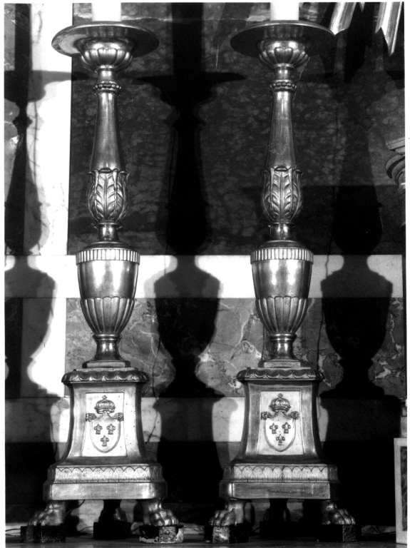 candeliere d'altare, serie - ambito romano (sec. XIX)