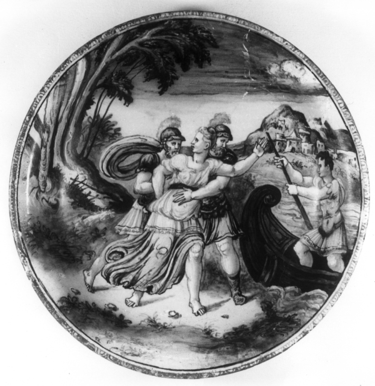 ratto di Elena (piatto da pompa) - produzione di Urbino (metà sec. XVI)