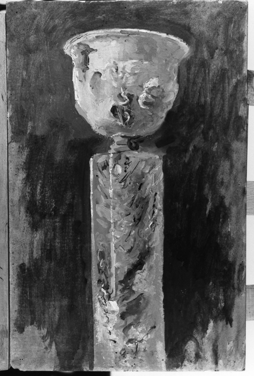 vaso su un piedistallo (dipinto) di Carelli Augusto (sec. XX)