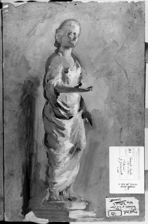 statua femminile (dipinto) di Carelli Augusto (sec. XX)