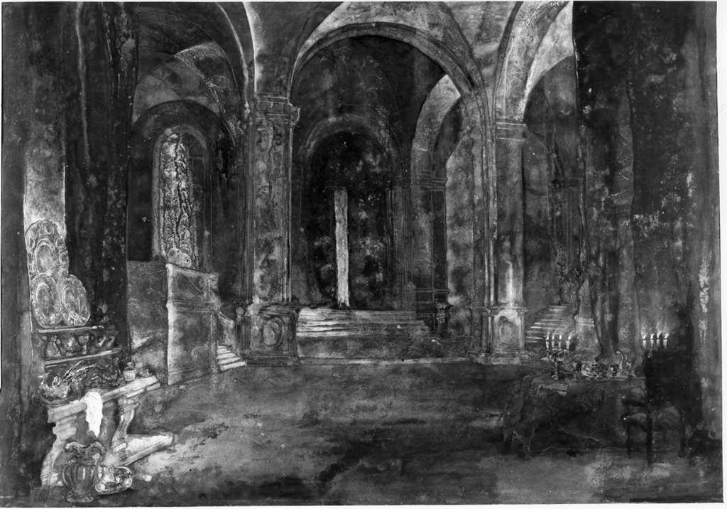 sala di un palazzo (dipinto) di Citofilomarino Mario (sec. XX)