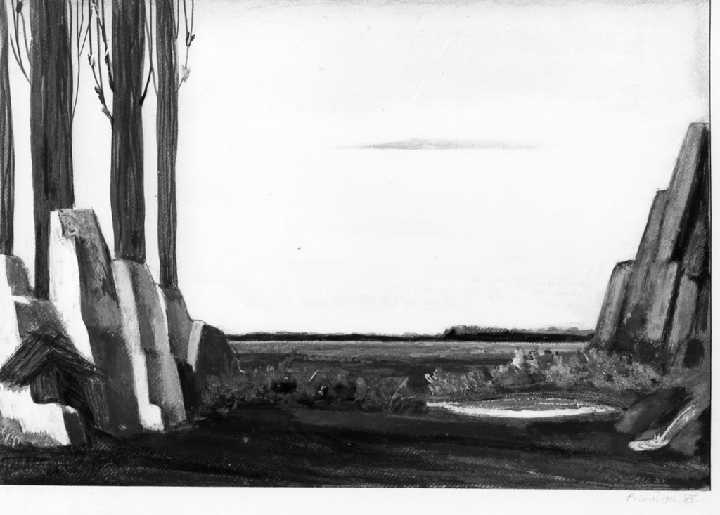 paesaggio con alberi (dipinto) di Conti Primo (sec. XX)