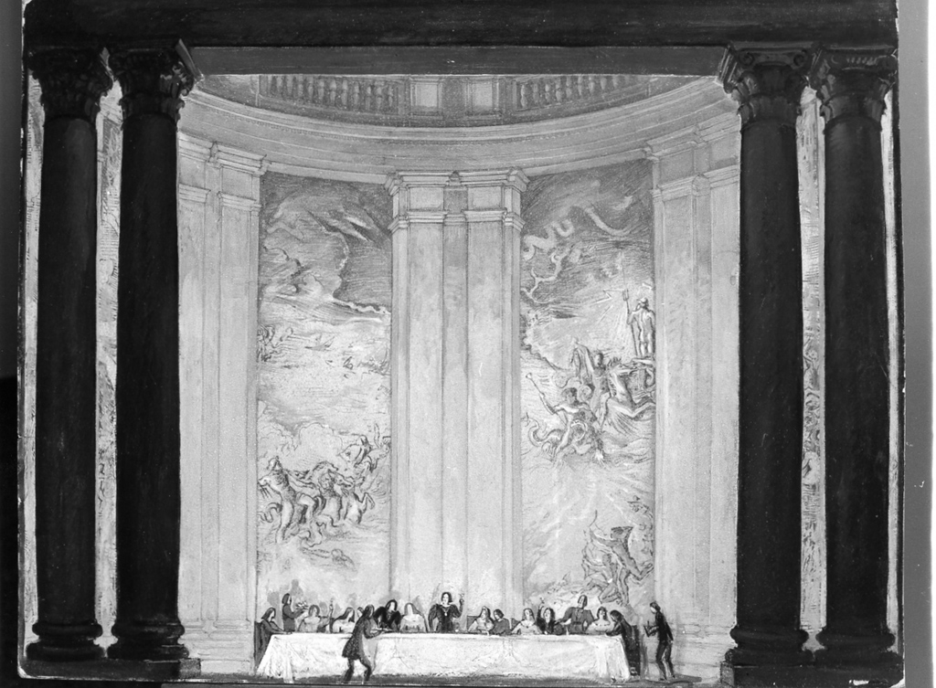 sala di palazzo (dipinto) di Oppo Cipriano Efisio (sec. XX)