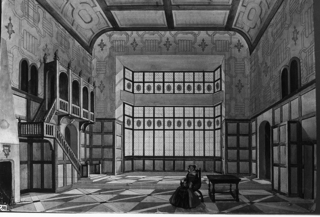 sala di casa signorile (dipinto) di Oppo Cipriano Efisio (sec. XX)
