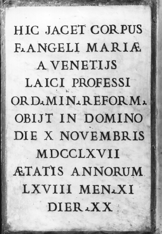 lapide tombale - ambito romano (sec. XVIII)