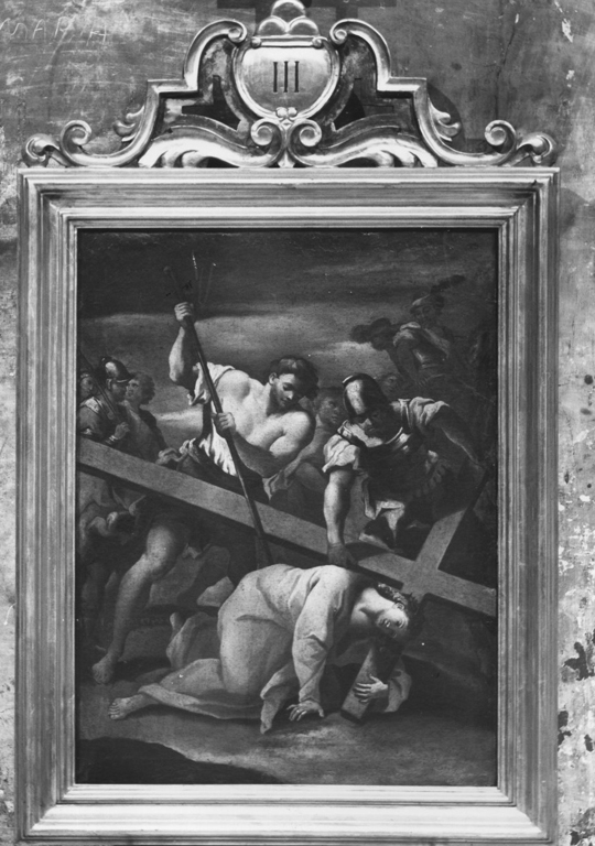 stazione III: Gesù cade sotto la croce la prima volta (dipinto) - ambito romano (seconda metà sec. XVIII)