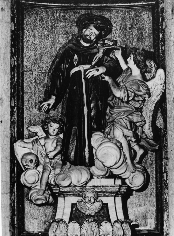 San Francesco in adorazione della Crocifissione (statua) di Diego da Careri Fra (sec. XVII)