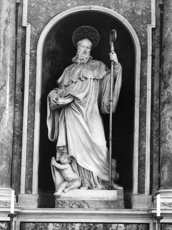 San Benedetto (statua) di Buselli Orfeo, Duquesnoy François detto Francesco Fiammingo (metà sec. XVII)