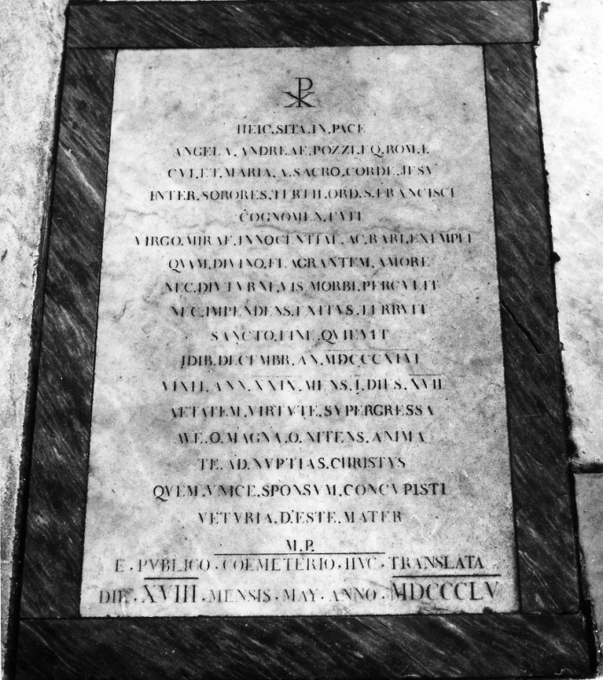 lapide tombale - bottega romana (sec. XIX)