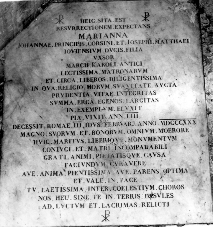 lapide tombale - bottega romana (sec. XIX)