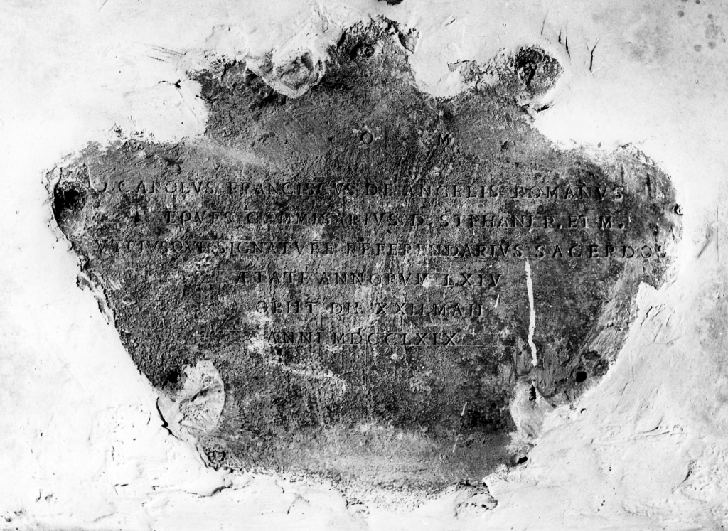 lapide tombale - bottega romana (sec. XVIII)