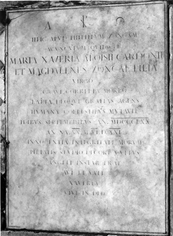 lapide tombale - bottega romana (sec. XIX)