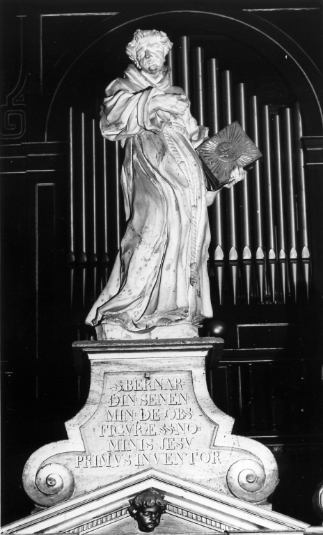 San Bernardino da Siena (statua) di Vincenzo da Bassiano (sec. XVII)