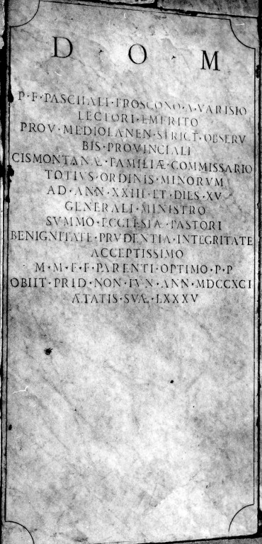 lapide tombale - bottega romana (sec. XVIII)