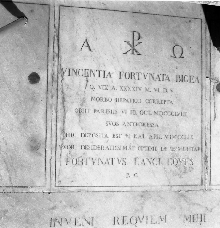 lapide tombale - ambito romano (sec. XIX)