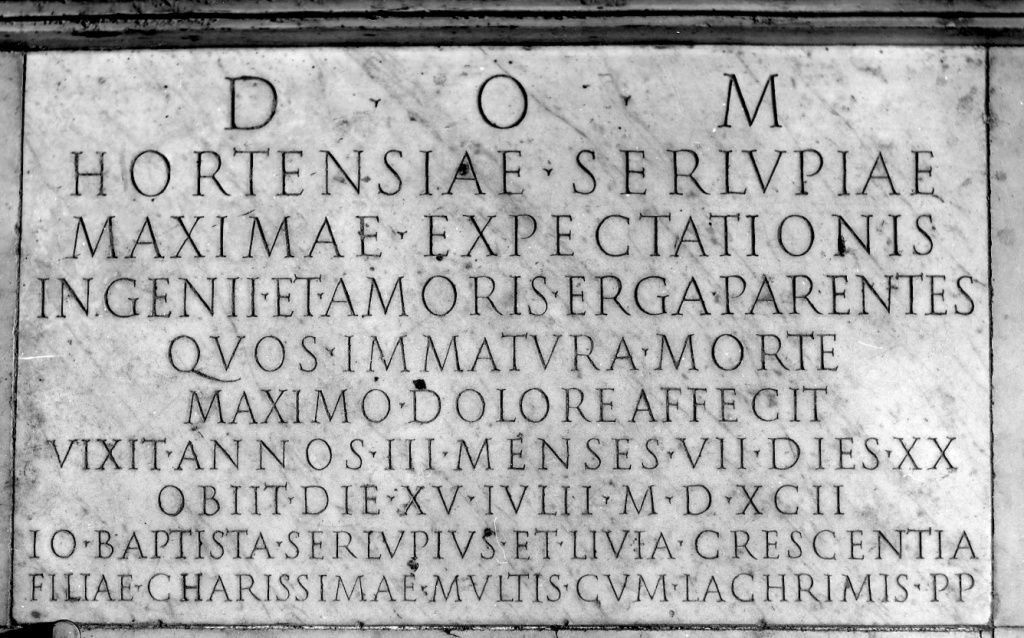 lapide tombale - bottega romana (sec. XVI)